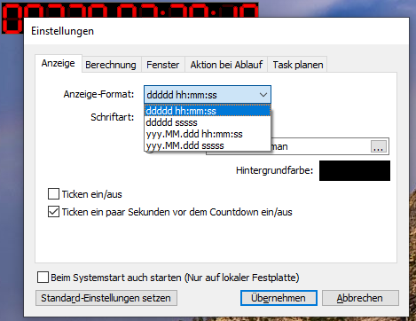 Anzeigeformat einstellen